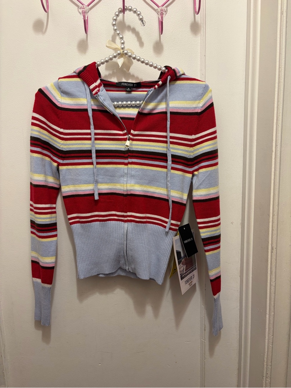 Forever 21 multicolored striped zip up hoodie Size S